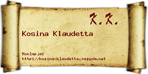 Kosina Klaudetta névjegykártya